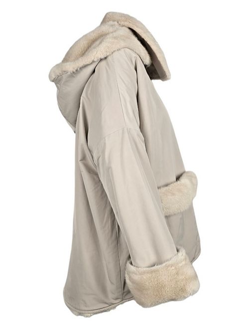 giaccone donna in nylon con interno in eco-pelliccia reversibile sabbia Collection Privèe? | RY8010-VIMMO1107